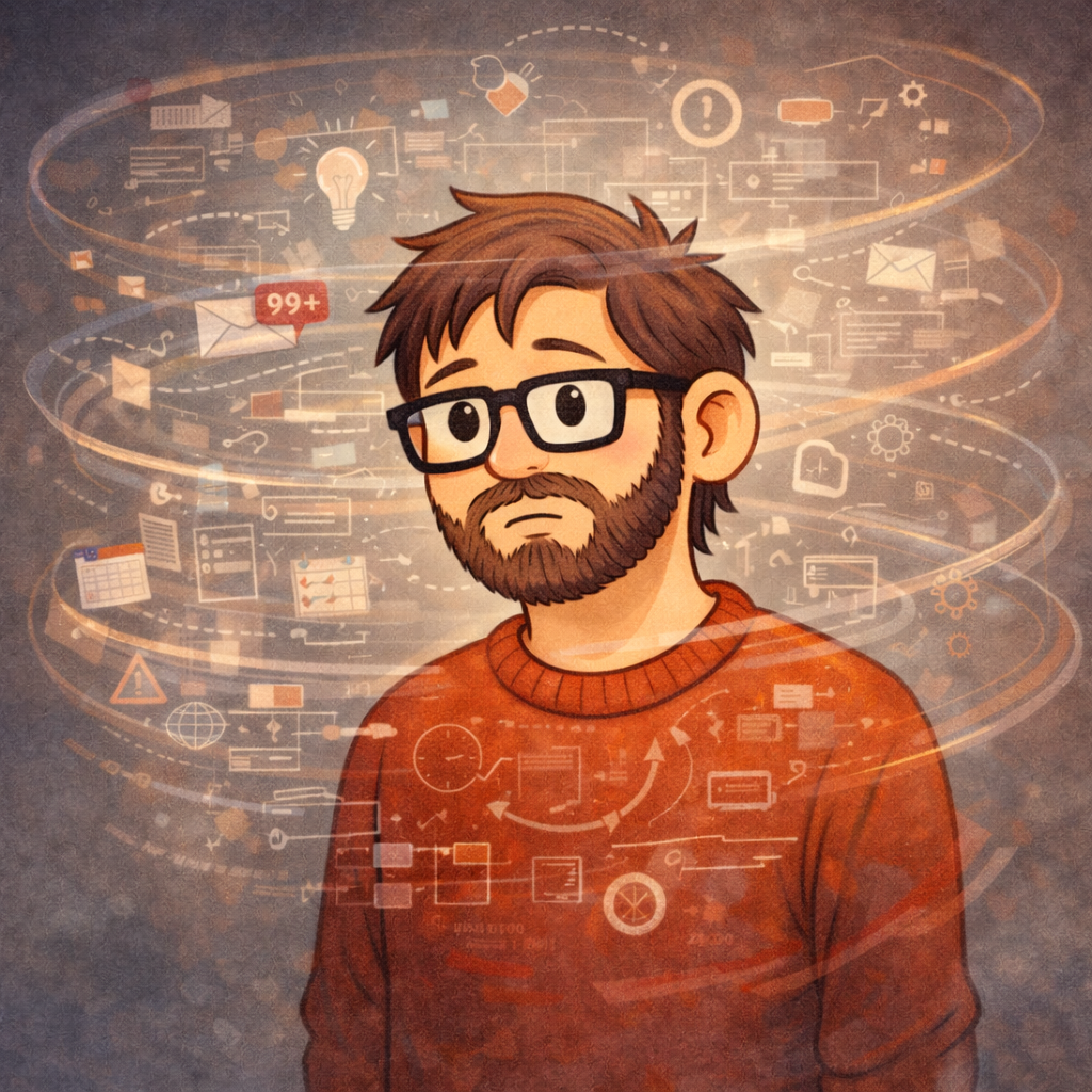 Person's mind full of creative ideas and possibilities